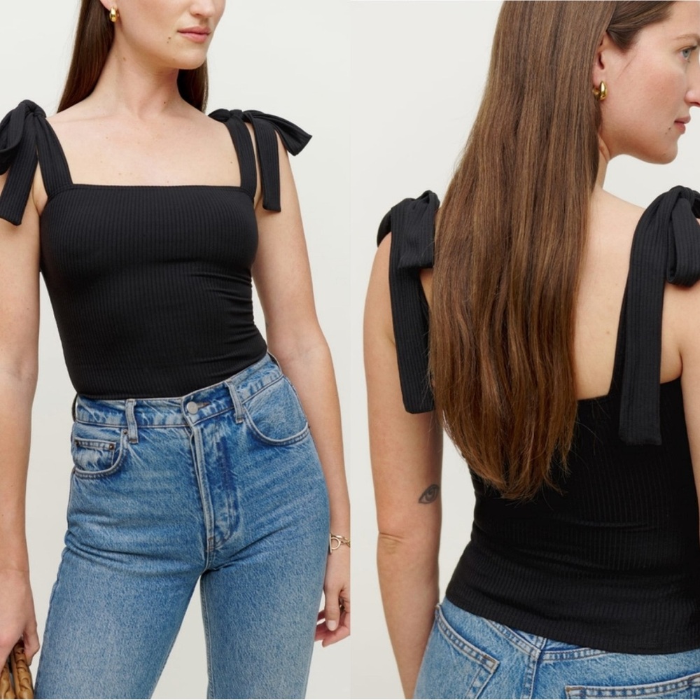 REFORMATION Canyon Tie Straw Knit Top